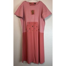 Julie Mango Women's Midi Dress Dot Size 1X Peach Garden Flower Bugs