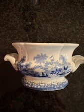 Antique Children’s Staffordshire Blue Transferware Tureen Compote AS IS
