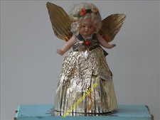 Celluloidpüppchen als Rauschgoldengel, Christbaumschmuck, H 9,5 cm, 5D277