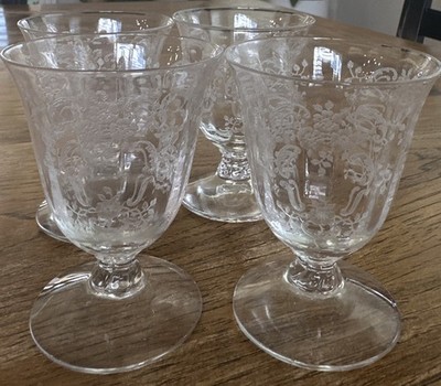 Fostoria Meadow Rose (4) Oyster or Fruit Cocktail Glasses