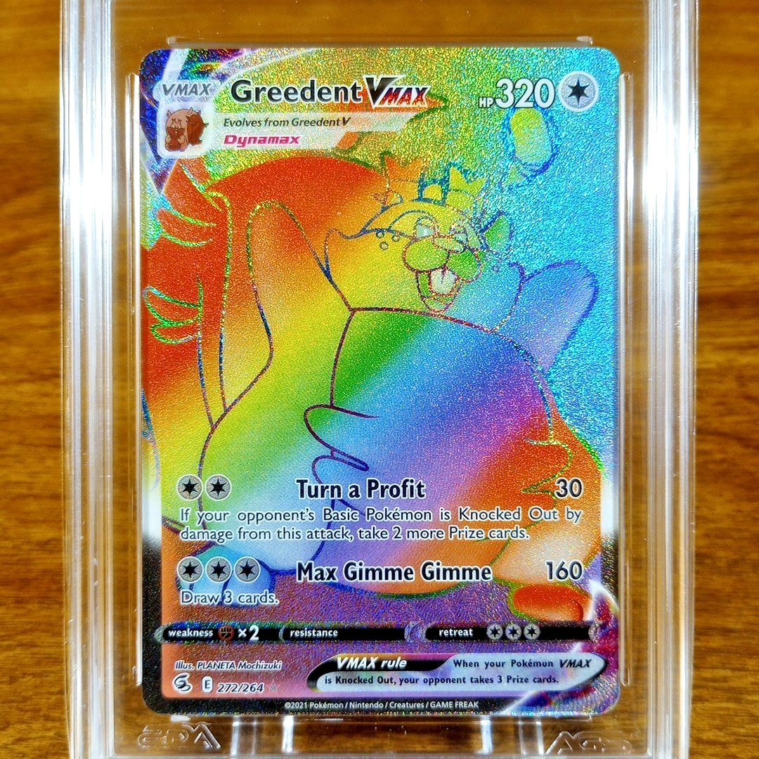 Pokemon Fusion Strike Greedent VMAX 272/264 AGS Gem-MT 10 Holo