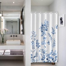 Small Half Size Stall Shower Curtain with 6 Hooks Shower Stall Curtain 36 x 72 L