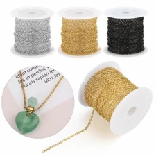 5m Bulk Stainless Steel Cable Chain Link for DIY Necklace Jewelry Making 3 Color