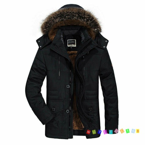 Giacca Con Cappuccio Inverno Da Uomo Pelliccia Cappotti Caldo Spessa Pile Parka Outwear Top - Foto 7 di 15