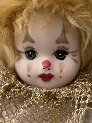 Jester And Zandra Lot Of 2 Vintage Clown Dolls Porcelain Head Hand Painted Face - Picture 13 of 21