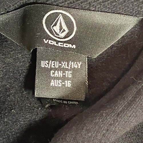 Volcom Logo Hoodie Youth Extra Large Black Graphic Sweatshirt Skate Surf Swim - Picture 4 of 8
