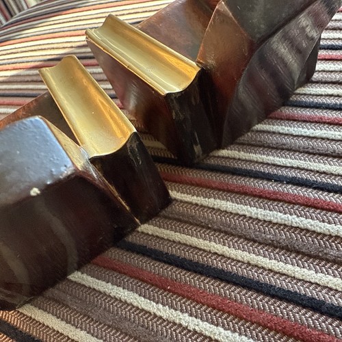Art Deco Pipe Rest Armchairs Oak And Brass Trim Smoking Paraphernalia - Picture 11 of 11