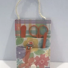 Multi Color Flowers Manicure Set 4 Piece. In Decorative Pouch With Snap Closure