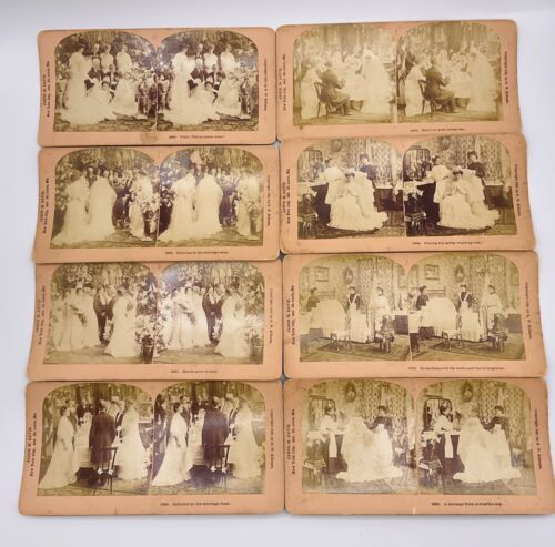 Stereograph Photos Set of 12 VTG Antique Series Slides Easter Wedding Kilburn - Picture 1 of 17