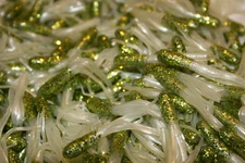 40 pk 1.5" Scale Chartreuse / Pearl White Crappie Fishing Tube Jig Skirts Perch