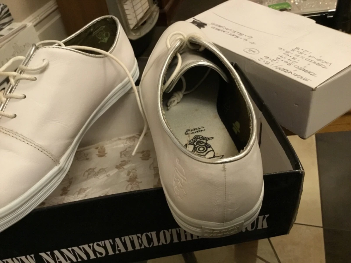 Nanny state white trainers sale