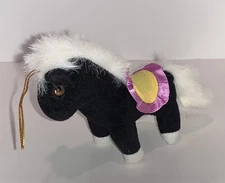 Pony Horse Plush Black & White Rhode Island Novelty Toy or Ornament 4"