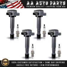 4X Ignition Coil & 4X Platinum Spark Plug for Honda Civic Acura EL 1.7L UF400