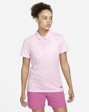 Image of Nike Victory Women's Short-Sleeve Printed Golf Polo (Black) - Small- New FDX1495