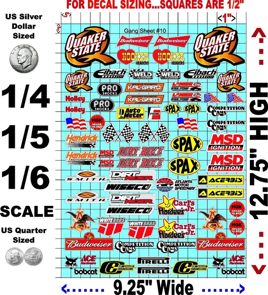 CLEAR VINYL  SHEET 10 - R/C MODEL Decal SHEET - HUGE 1/6TH - 1/4 SCALE DIE-CUT - Image 2 of 2