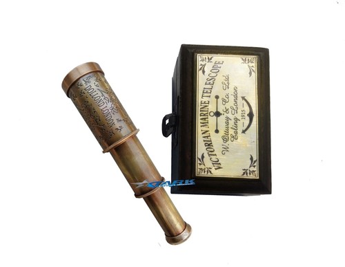 Antique Brass Designer Telescope Marine Handheld Spyglass Telescope Binoculars 6 - Picture 2 of 5