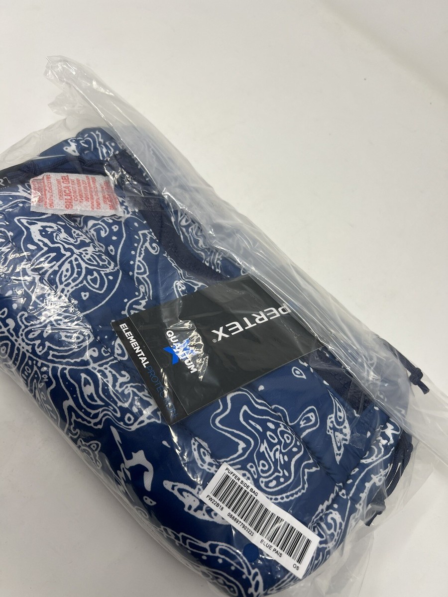 Supreme Pertex Puffer Side Bag Blue Paisley FW22 Authentic Brand New