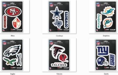NFL Decals Set of 3 Sheet is 5 1/2'' x 8'' by Team ProMark -Select- Team Below