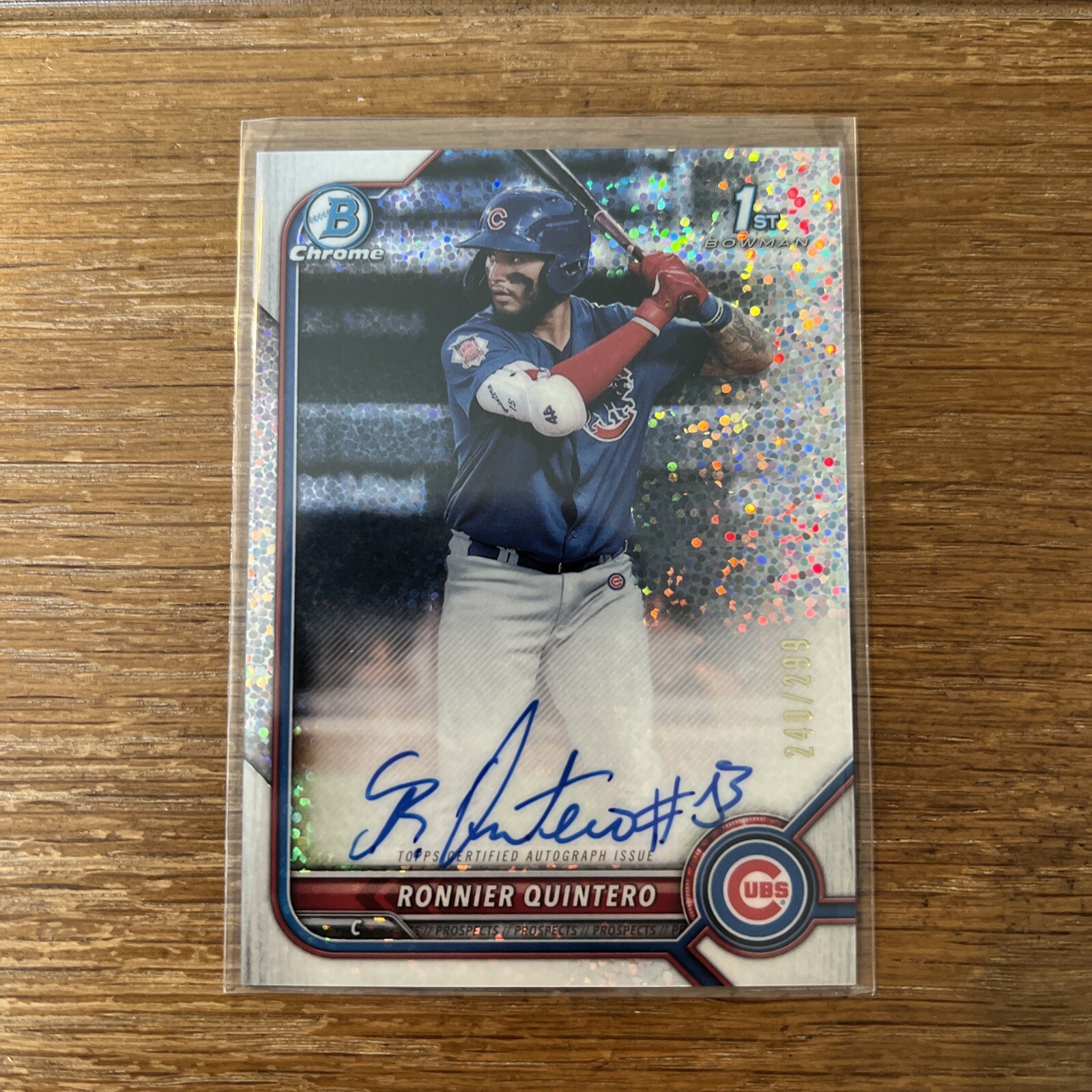 Ronnier Quintero Speckle Auto /299 2022 Bowman Chrome 1st Prospect Chicago Cubs