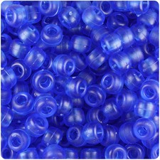 BeadTin Dark Sapphire Frosted 9mm Barrel Pony Beads 500pcs