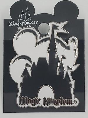 Walt Disney Resort Magic Kingdom Castle Mickey Mouse Black White Silhouette  Pin