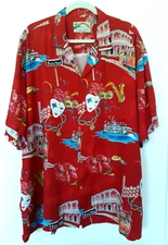 Paradise Found Mardi Gras Bourbon St Rayon Man's Shirt 3XL EUC