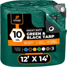 Heavy Duty Green/ Black Poly Tarp Water Proof Cover Tent RV Tarpaulin
