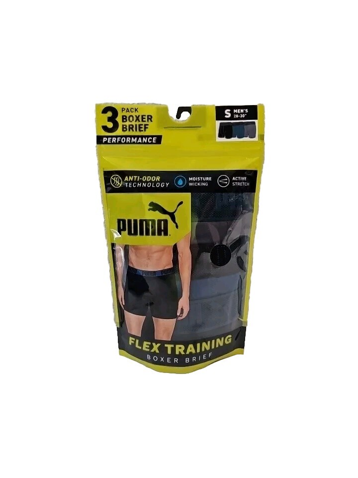 PUMA Men's Flex Training Boxer Brief Underwear Size S (28-30) Pack