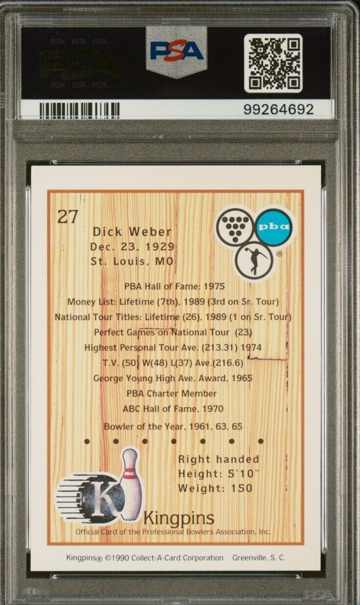 1990 Kingpins PBA #27 Dick Weber Signed Rookie Card Autograph RC
