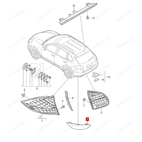 Rear Reverse Light Side Lamp Marker Reflector t For Porsche Cayenne 2011-2014 - Picture 9 of 9