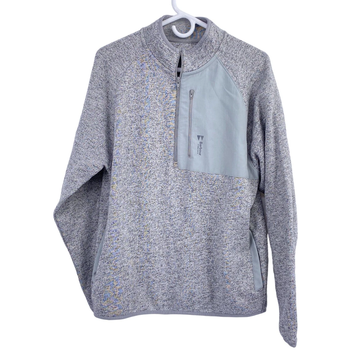 Barbour Liam half zip marled grey sweater size medium NWT storm