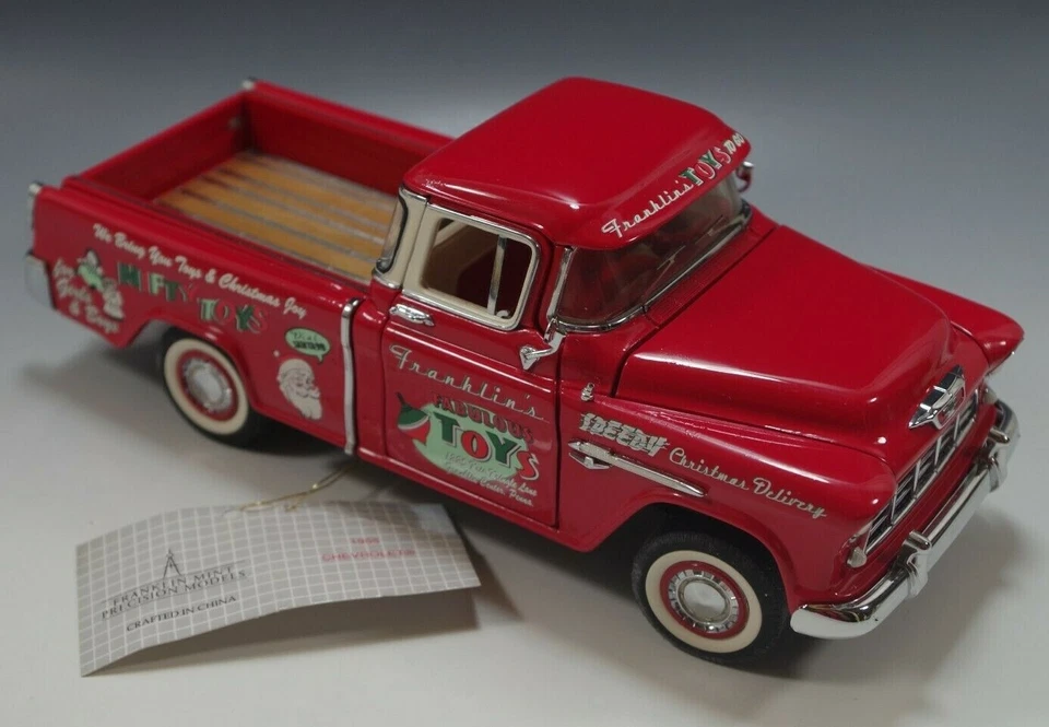 Camión de Navidad Franklin 1955 Chevrolet 1998 como nuevo Le. ESCALA 1:24 FUNDIDO A PRESIÓN SIN USAR, EN CAJA Foto 4 de 4