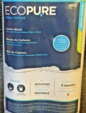 NEW EcoPure Water Filter 2-Pack EPW2C Universal Standard Carbon Block Undersink