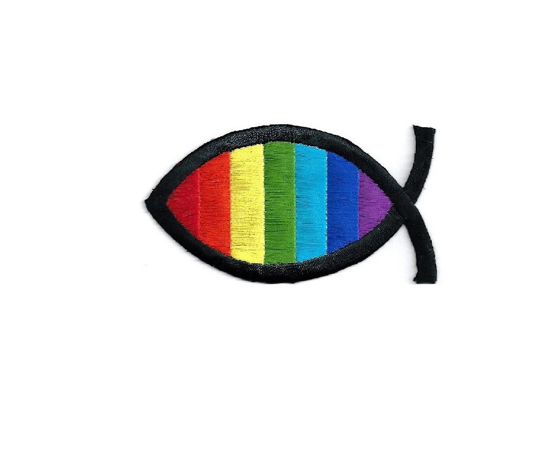 Christian Fish - Rainbow - Embroidered Iron On Patch - 2