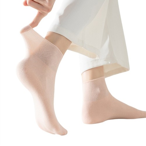 10 paires de chaussettes d'été fines en coton pour femmes mi-mollet hautes élastiques chaussettes d'extérieur - Photo 5/16