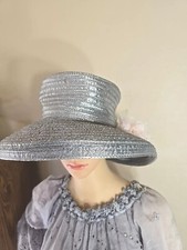 Ladies Eric Javits Silver Derby Floral Hat