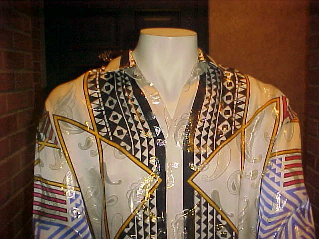 VINTAGE MEN'S CETA DOLCE METALLIC SILK SHIRT MULT… - image 3