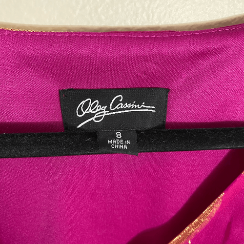 Oleg Cassini Damengröße 8 leichtes warmes rosa goldfarbenes Kleid V-Ausschnitt knielang - Bild 6 von 7