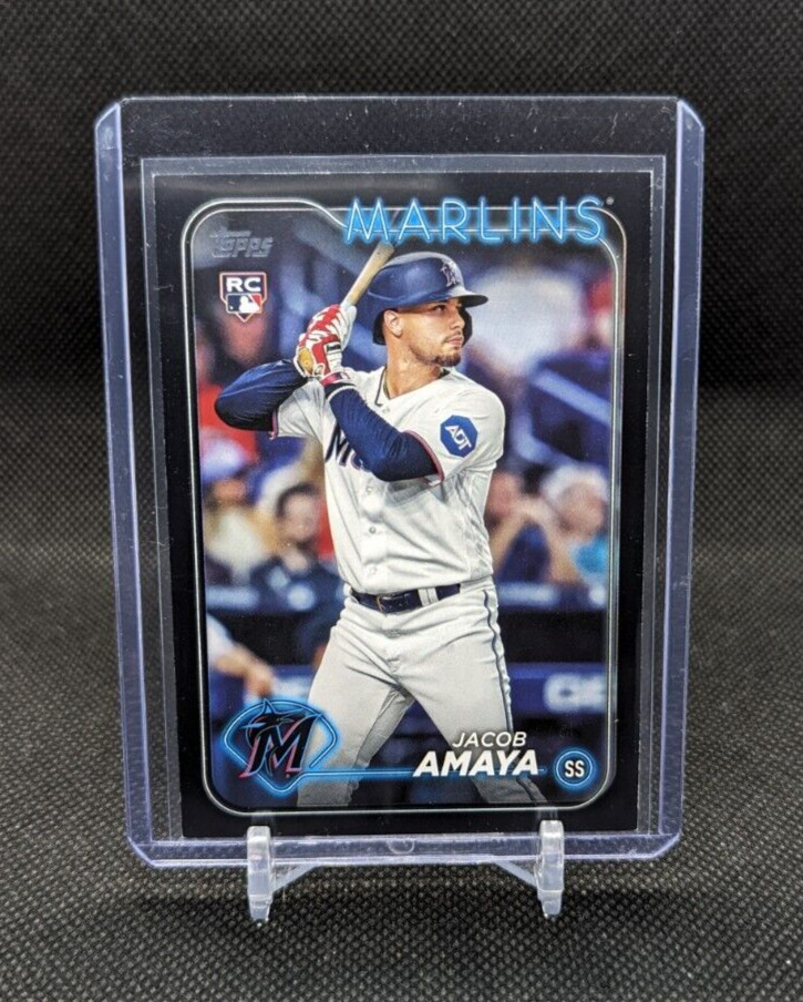 Jacob Amaya 2024 Topps Series 1 #01/73 RC Black Parallel Marlins 144