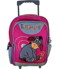 Disney Winnie the Pooh Eeyore Donkey Embroidered 16" Rolling Backpack- NEW