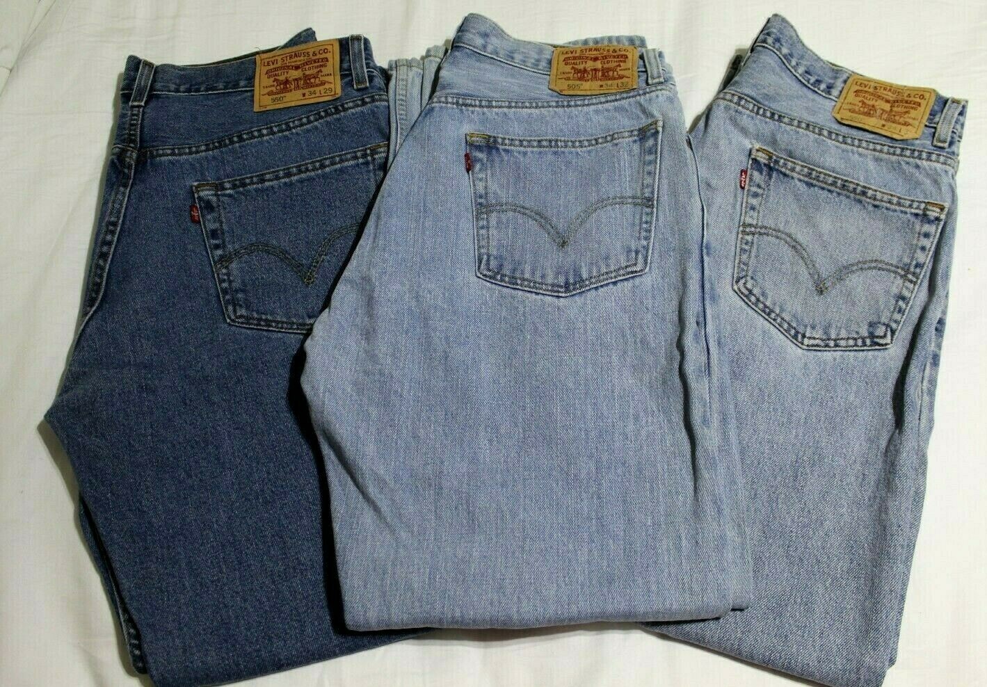 LOT of 3 LEVIS Jeans Style 505 550 Size 34 x 29/32 Mens Denim Jeans | eBay