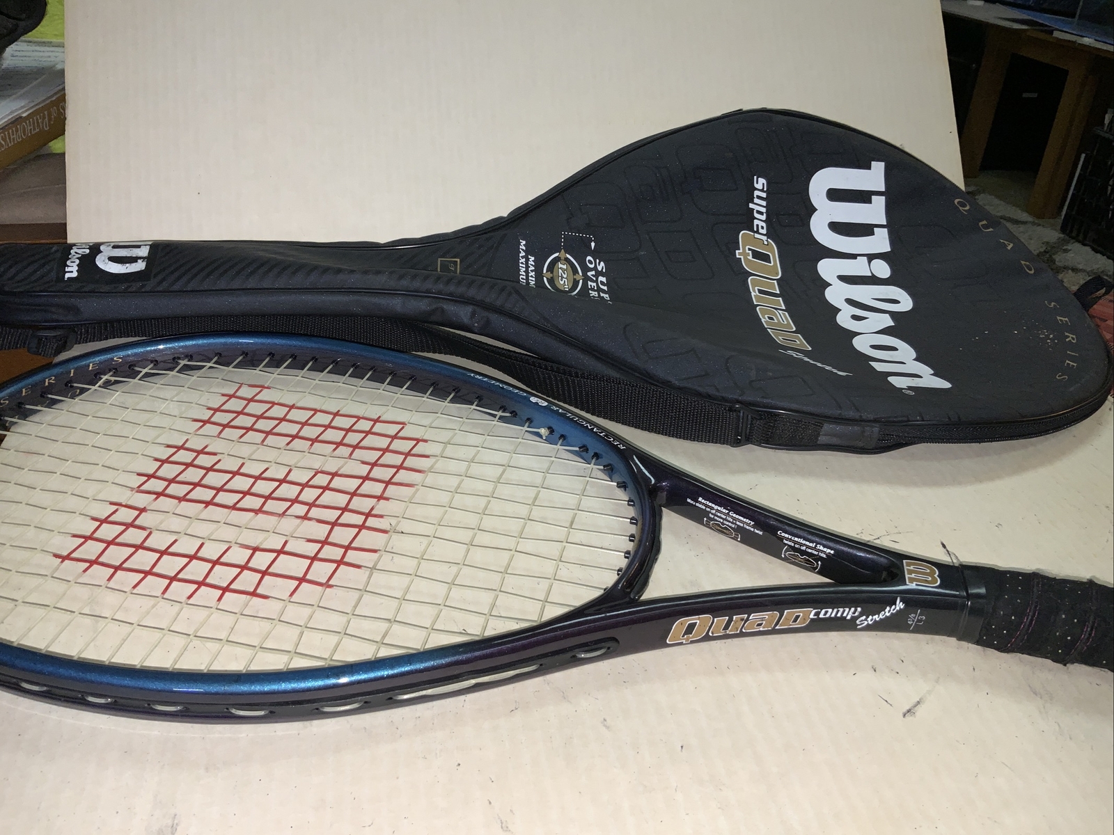 Super Wide Tennis Racket Wilson Super Quad Stretch Super Oversize Tennis Racquet 4 3/8Grip W/bag ...