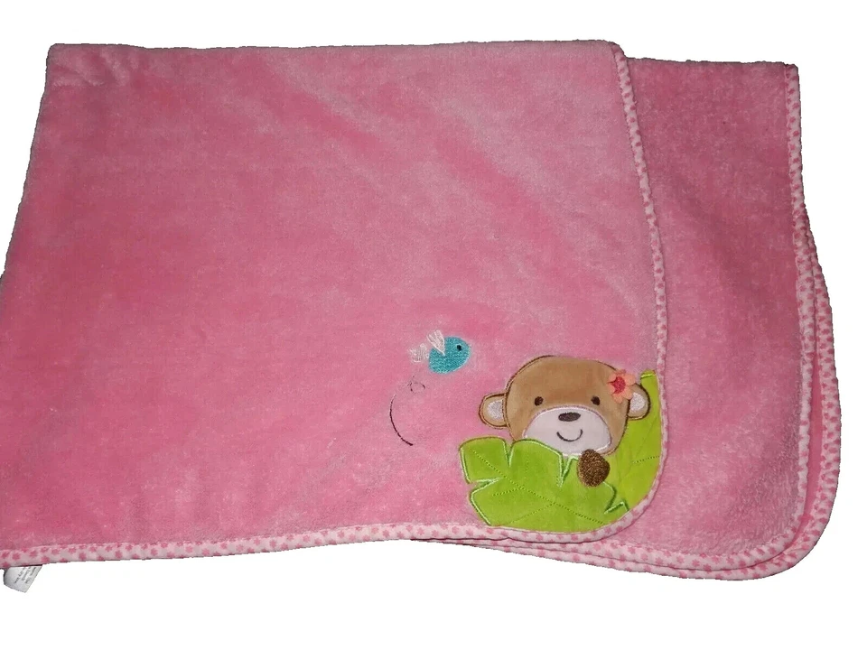 8D 30x40 GARANIMALS MoNkEy Hoja de Pájaro ROSA Felpa Vellón Bebé Cuna Manta Lovey Foto 2 de 4