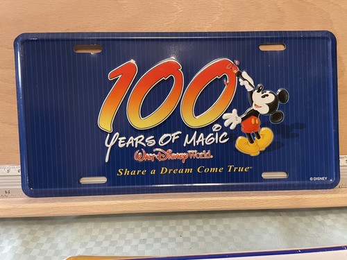 WALT DISNEY WORLD 100 YEARS OF MAGIC MICKEY EMBOSSED METAL LICENSE PLATE