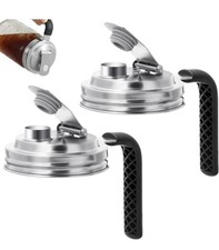 Mason Jar Pour Spout Lid Stainless Steel with Handle, Wide Mouth Pour Spout Flip