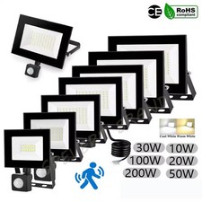 LED Floodlight PIR Sensor Motion 10W-200W Outdoor Security Flood Lamp Waterproof
