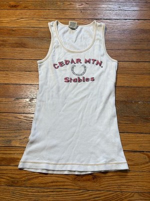 Camp David Cedar Mtn. Stables Ribbed Tank Top White Size M