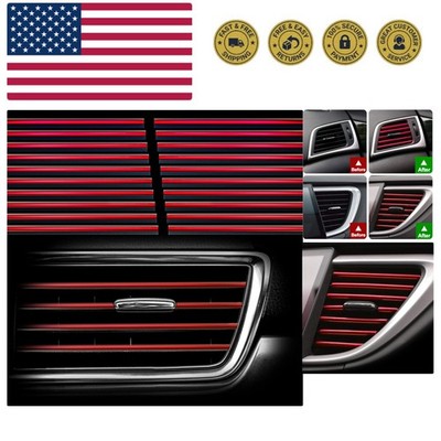 20Pcs Car Auto Air Conditioner Vent Outlet Trim Strip, DIY Decoration Chrome ...