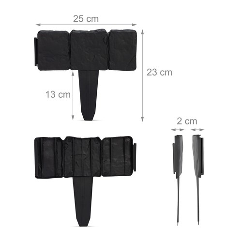 100 x Beetzaun Zaunelement Rasenkante Beetumrandung Beetkante Steinoptik schwarz - Bild 4 von 9