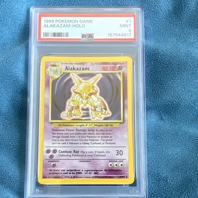 1999 Pokemon Base Set Alakazam 1/102 Holo Rare English PSA 9 - Image 1 of 2